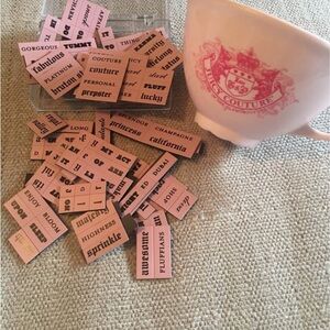 Juicy Couture Pink Crest Mug with Word Magnets